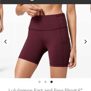 Lululemon Fast and Free Short 6"